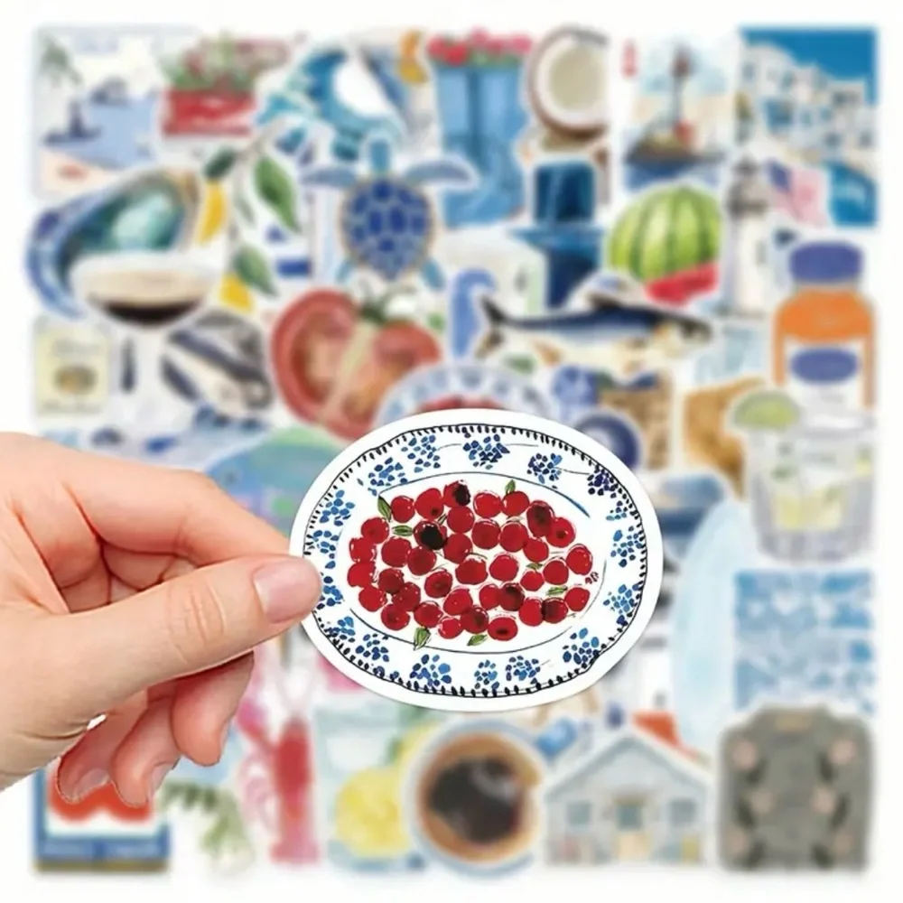 Colorful Italian-Themed Stickers Set of 50 Nautical Sailing Amalfi Tomato Drinks - Picture 4 of 9